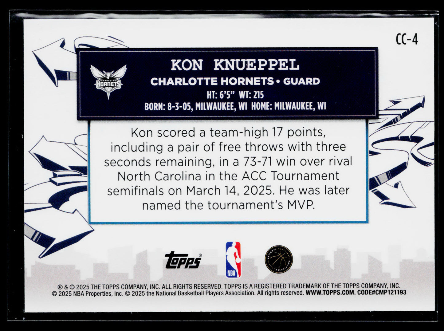 2025-26 Topps Kon Knueppel Clutch City Prospects #CC-4