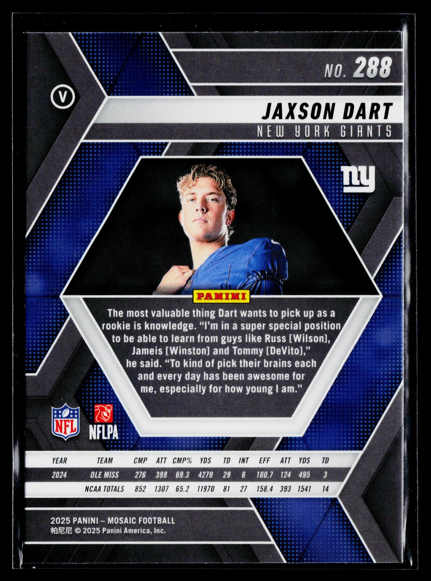 2025 Panini Mosaic Jaxson Dart Rookie #288