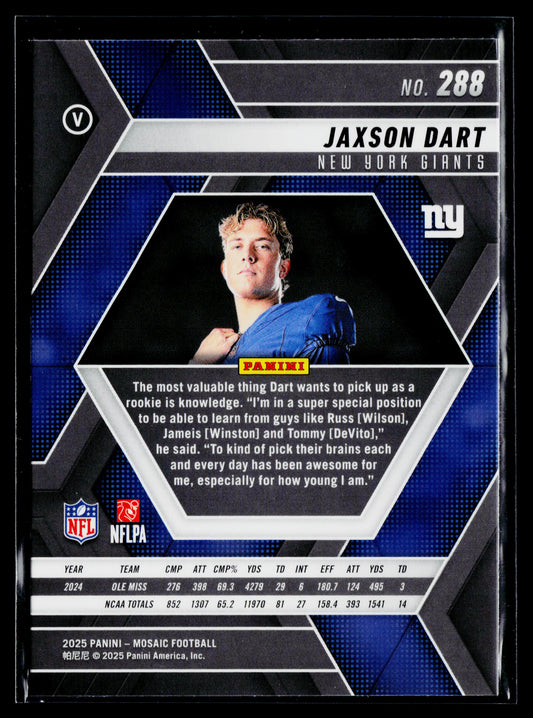2025 Panini Mosaic Jaxson Dart Rookie #288