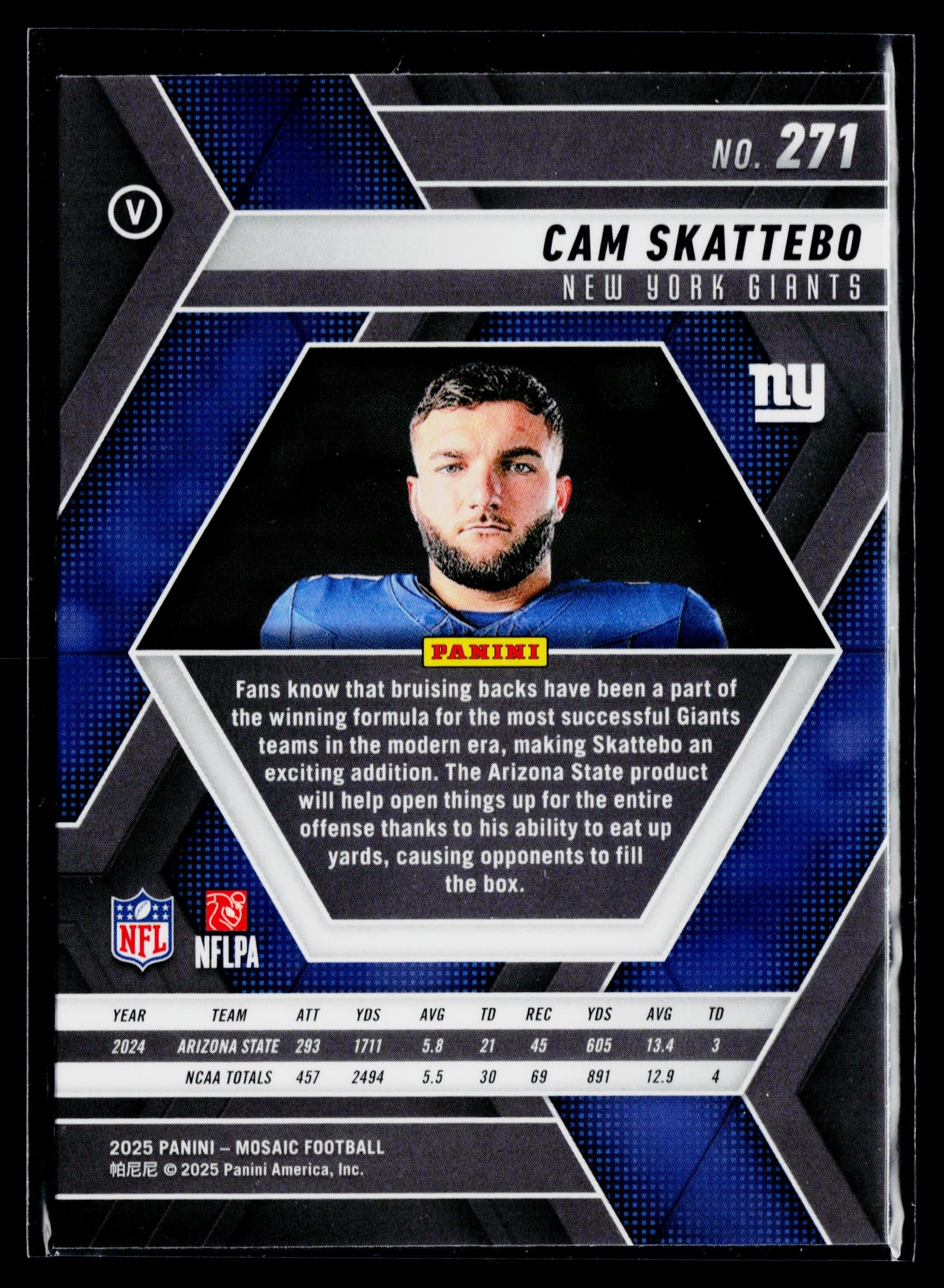 2025 Panini Mosaic Cam Skattebo Rookie #271