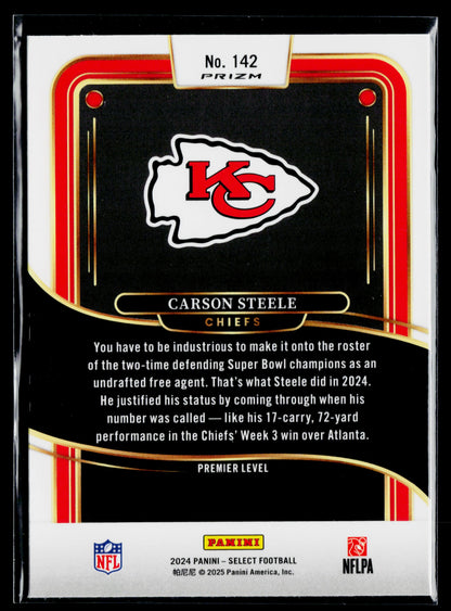 2024 Panini Select Carson Steele Rookie Black & Red Prizm Shock #142