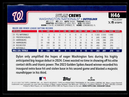 2025 Topps Holiday Dylan Crews Rookie #H46