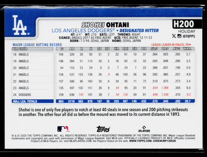 2025 Topps Holiday Shohei Ohtani #H200