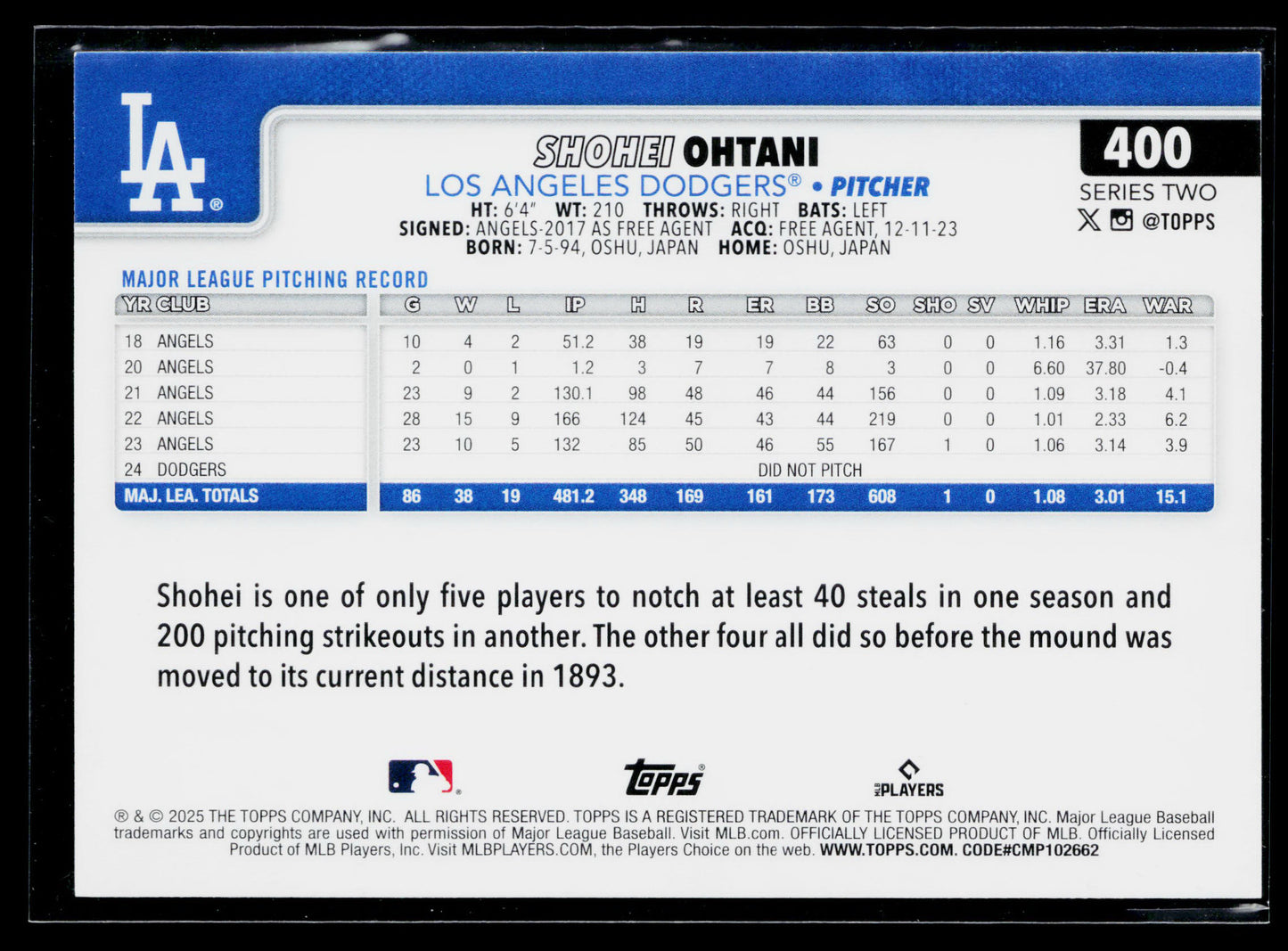 2025 Topps Shohei Ohtani #400