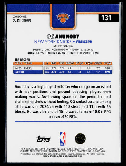 2025-26 Topps Chrome OG Anunoby #131