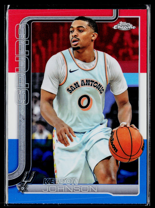 2025-26 Topps Chrome Keldon Johnson Red White and Blue Refractor #220