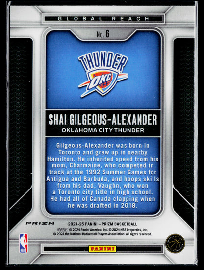 2024-25 Panini Prizm Shai Gilgeous-Alexander Global Reach Prizms Silver #6