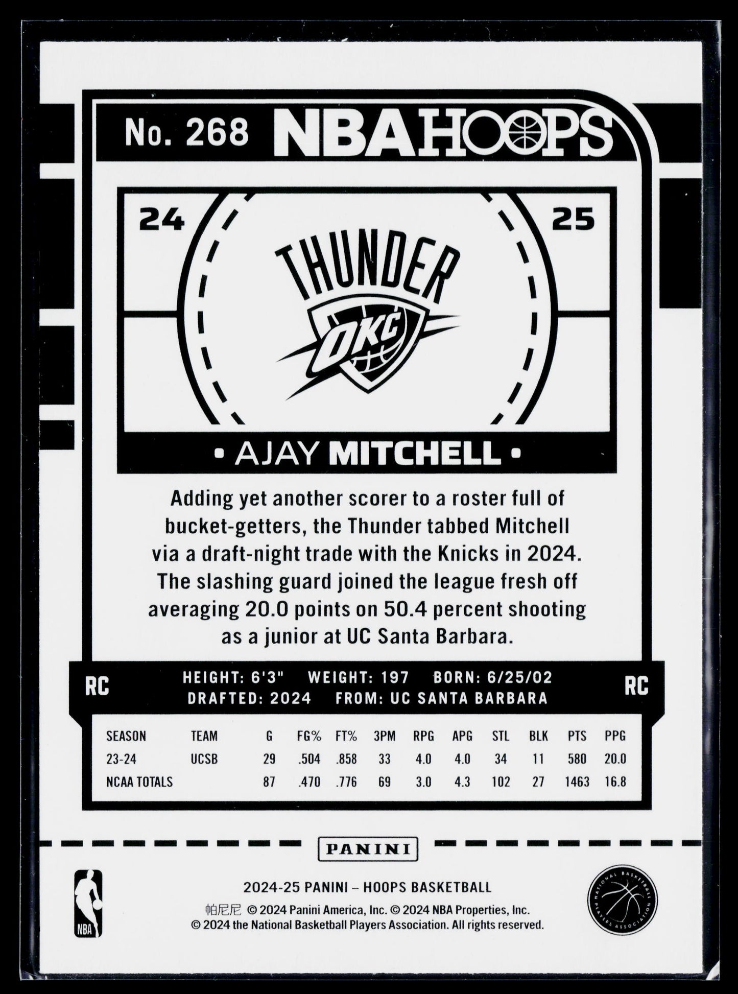 2024-25 Hoops Ajay Mitchell Rookie #268