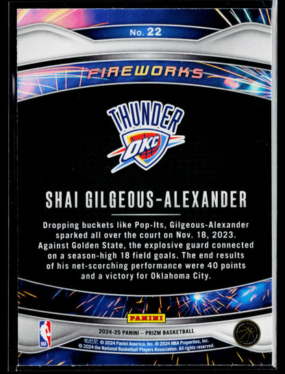 2024-25 Panini Prizm Shai Gilgeous-Alexander Fireworks #22