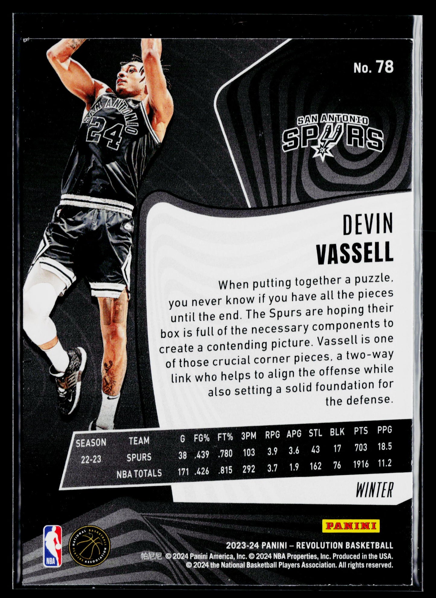 2023-24 Panini Revolution Devin Vassell Winter #78