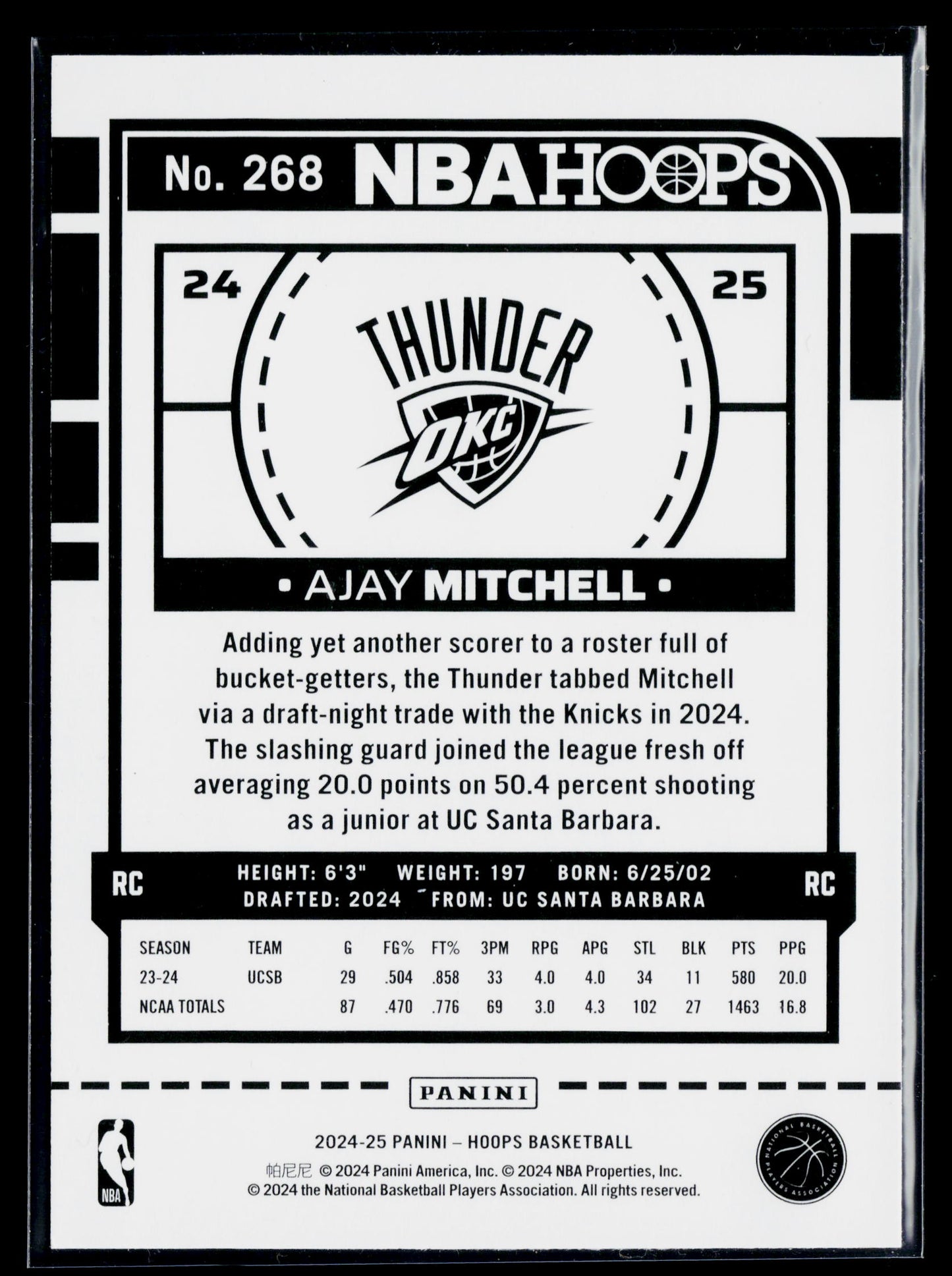 2024-25 Hoops Ajay Mitchell Rookie #268