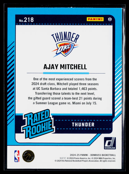 2024-25 Donruss Ajay Mitchell Rookie Press Proof Silver #218