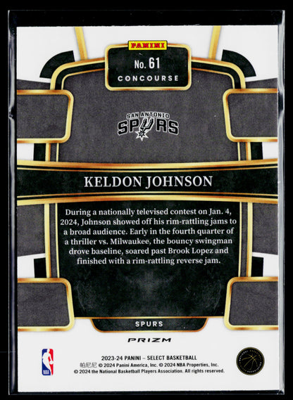 2023-24 Panini Select Keldon Johnson Silver Prizms #61