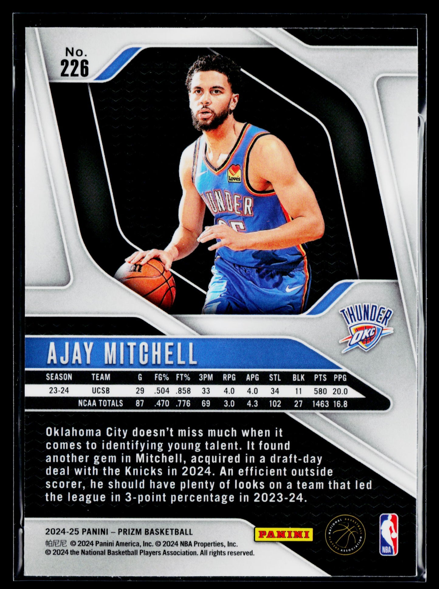 2024-25 Panini Prizm Ajay Mitchell Rookie #226