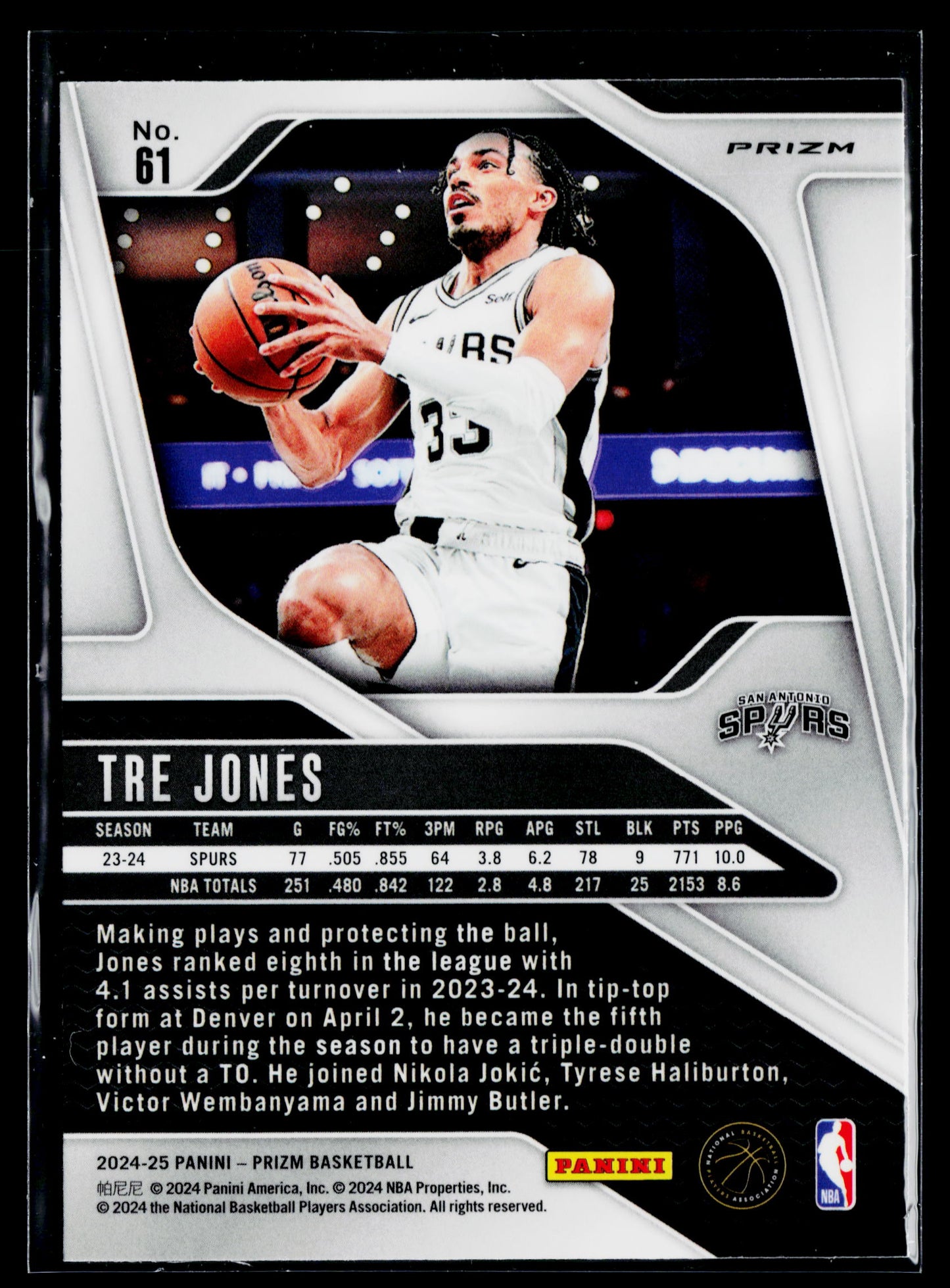 2024-25 Panini Prizm Tre Jones Prizms Silver #61