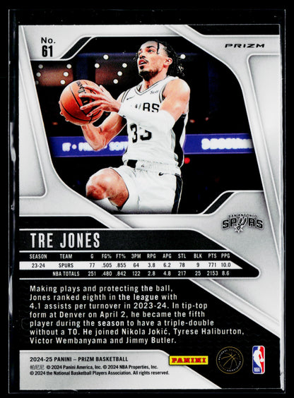 2024-25 Panini Prizm Tre Jones Prizms Silver #61