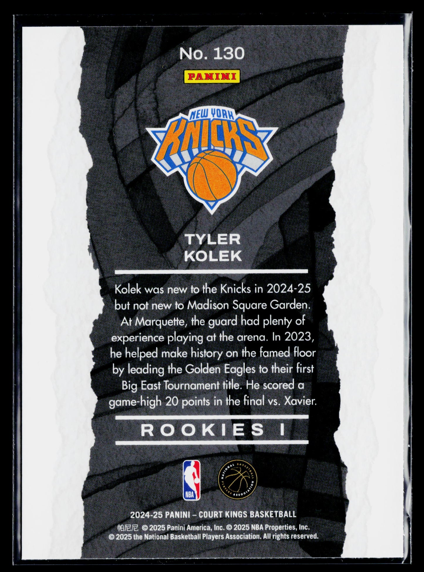 2024-25 Panini Court Kings Tyler Kolek Rookie #130