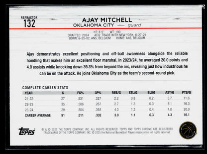 2024-25 Topps Chrome Ajay Mitchell Rookie Refractor #132