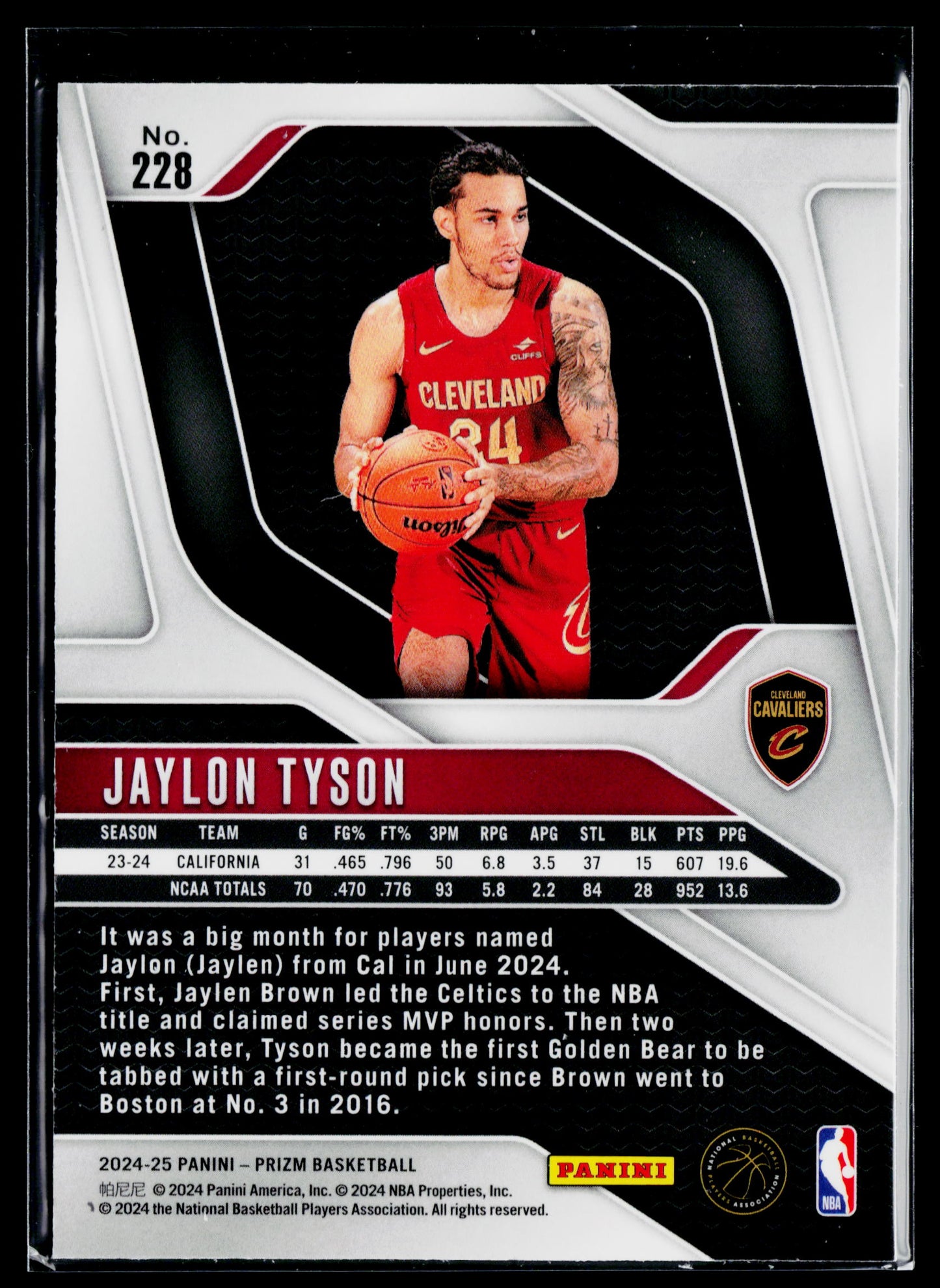 2024-25 Panini Prizm Jaylon Tyson Rookie #228