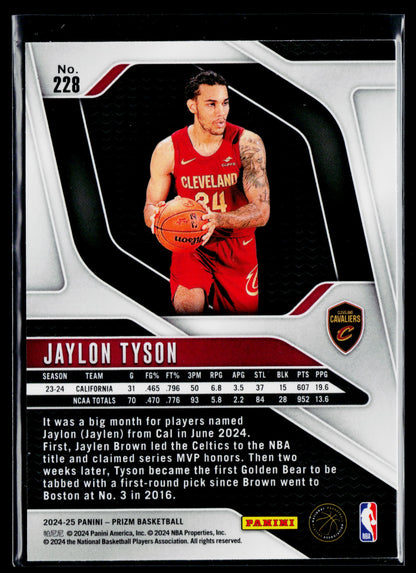 2024-25 Panini Prizm Jaylon Tyson Rookie #228