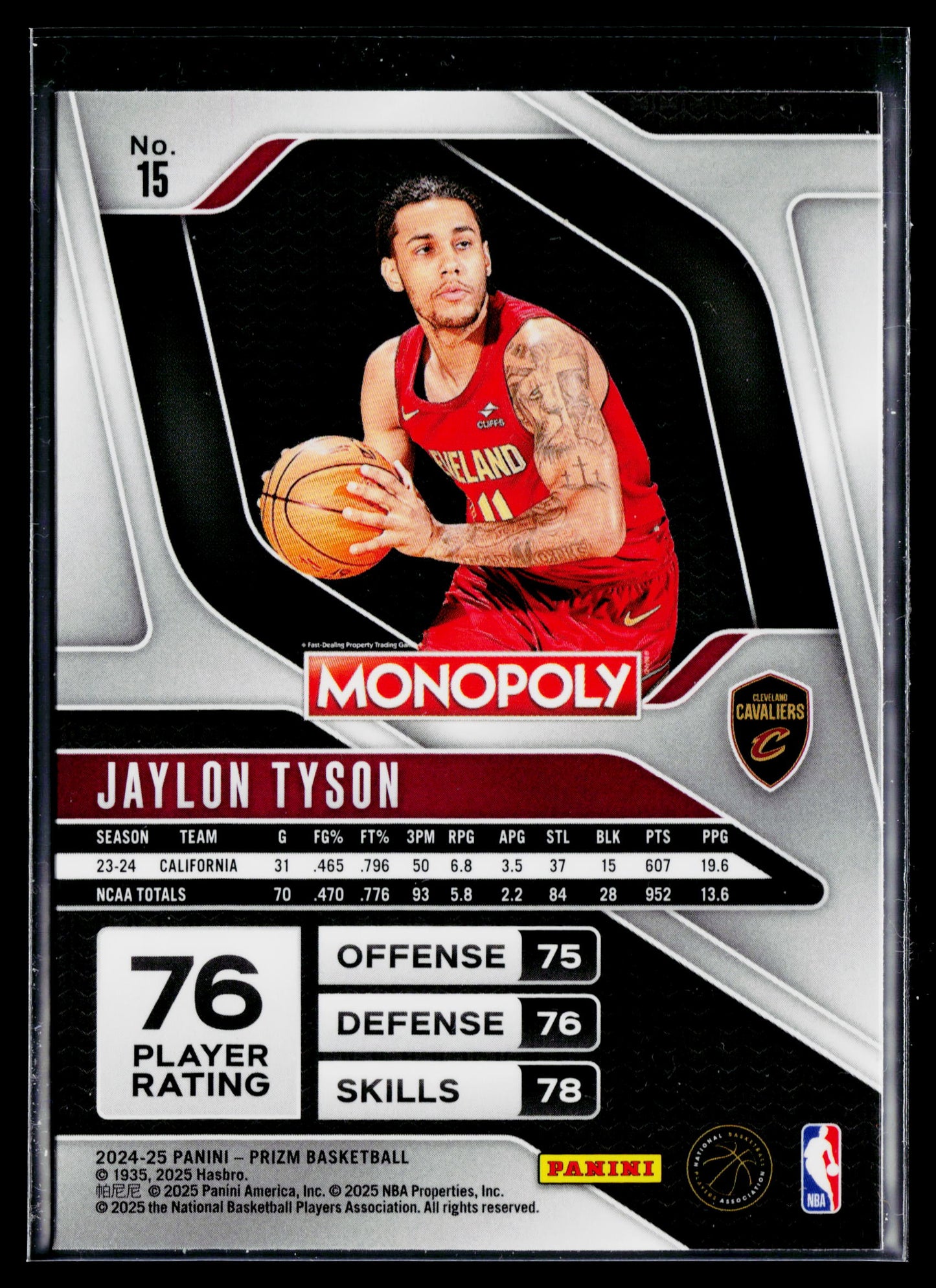 2024-25 Panini Prizm Monopoly Jaylon Tyson Rookie #15