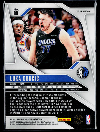 2024-25 Panini Prizm Luka Doncic Prizms Silver #89
