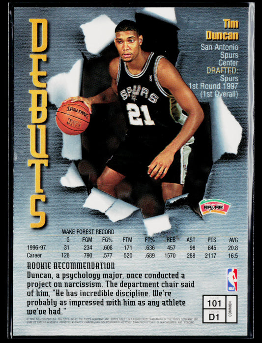1997-98 Finest Tim Duncan Rookie #101