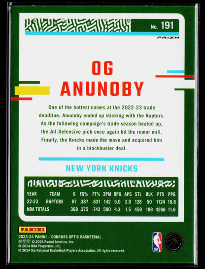 2023-24 Donruss Optic OG Anunoby Blue Velocity #191