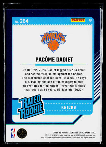 2024-25 Donruss Optic Pacome Dadiet Rookie #264