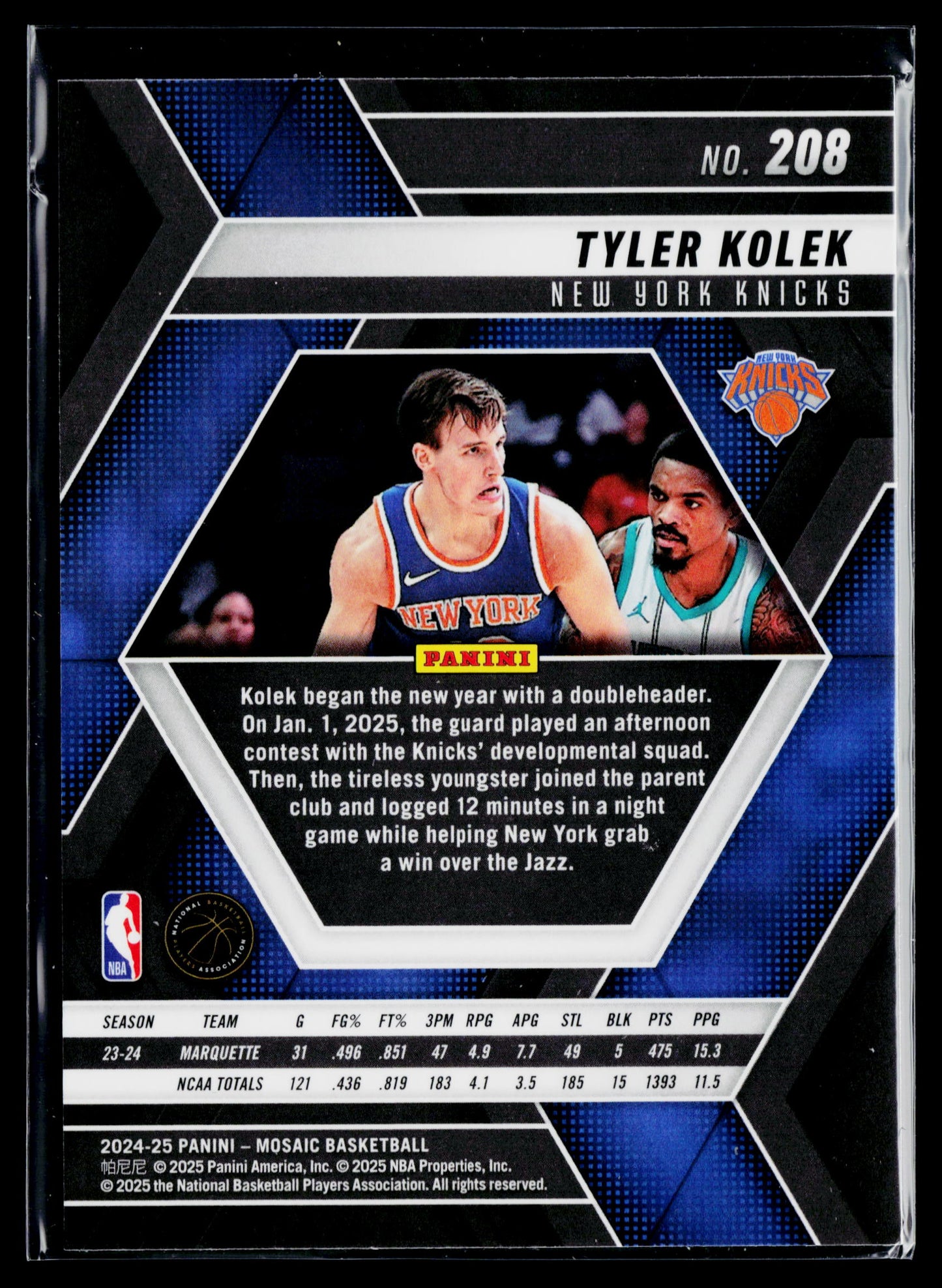 2024-25 Panini Mosaic Tyler Kolek Rookie #208
