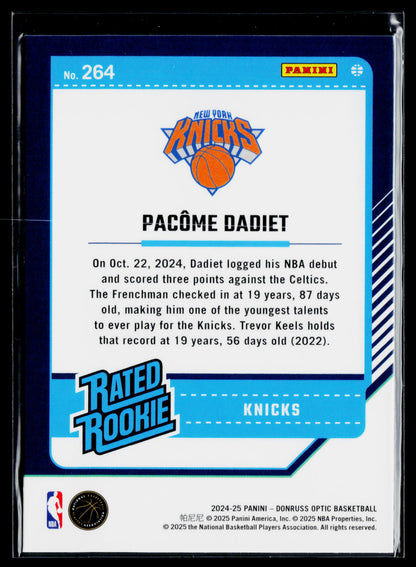 2024-25 Donruss Optic Pacome Dadiet Rookie #264