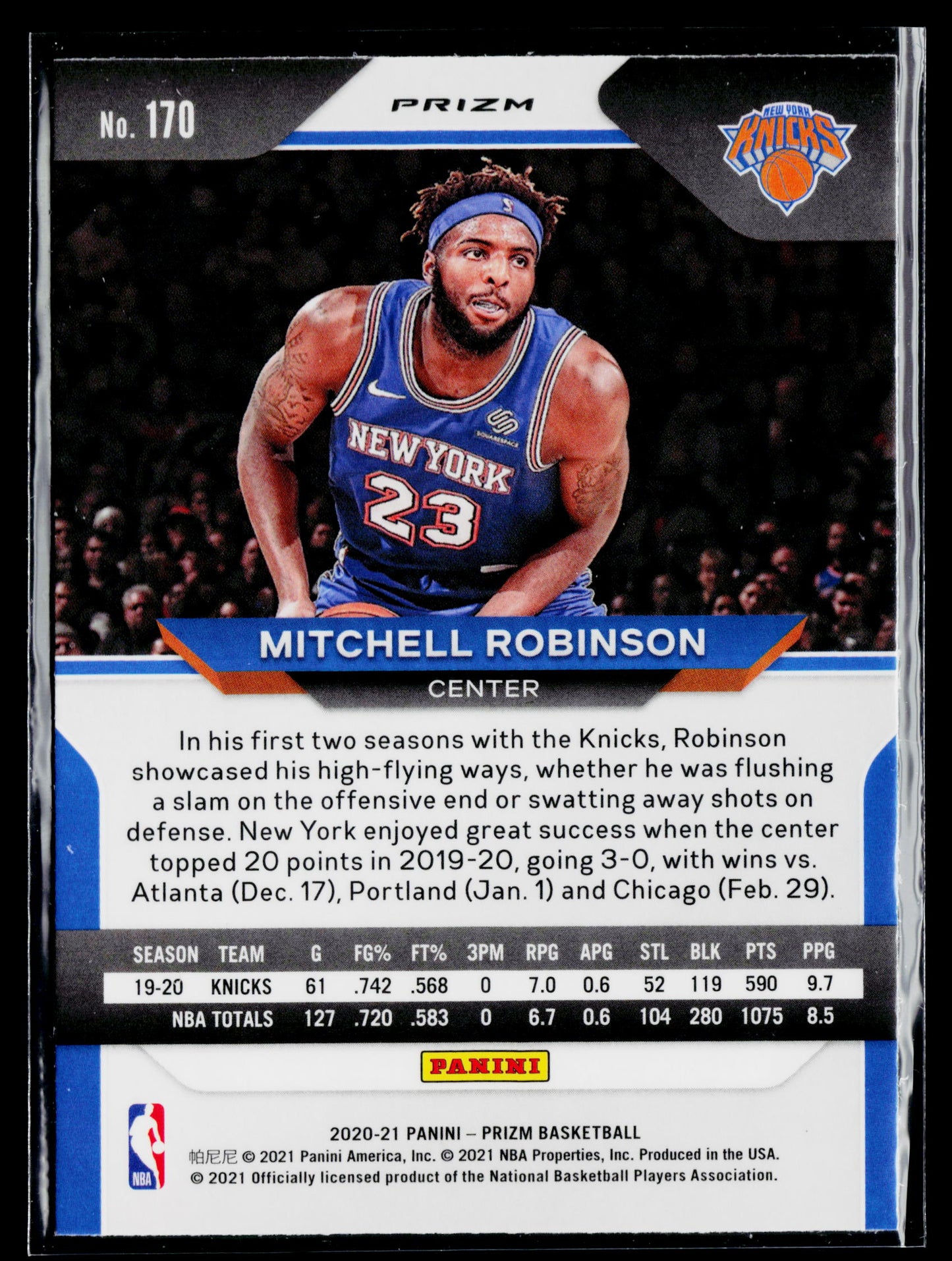 2020-21 Panini Prizm Mitchell Robinson Silver Prizms #170
