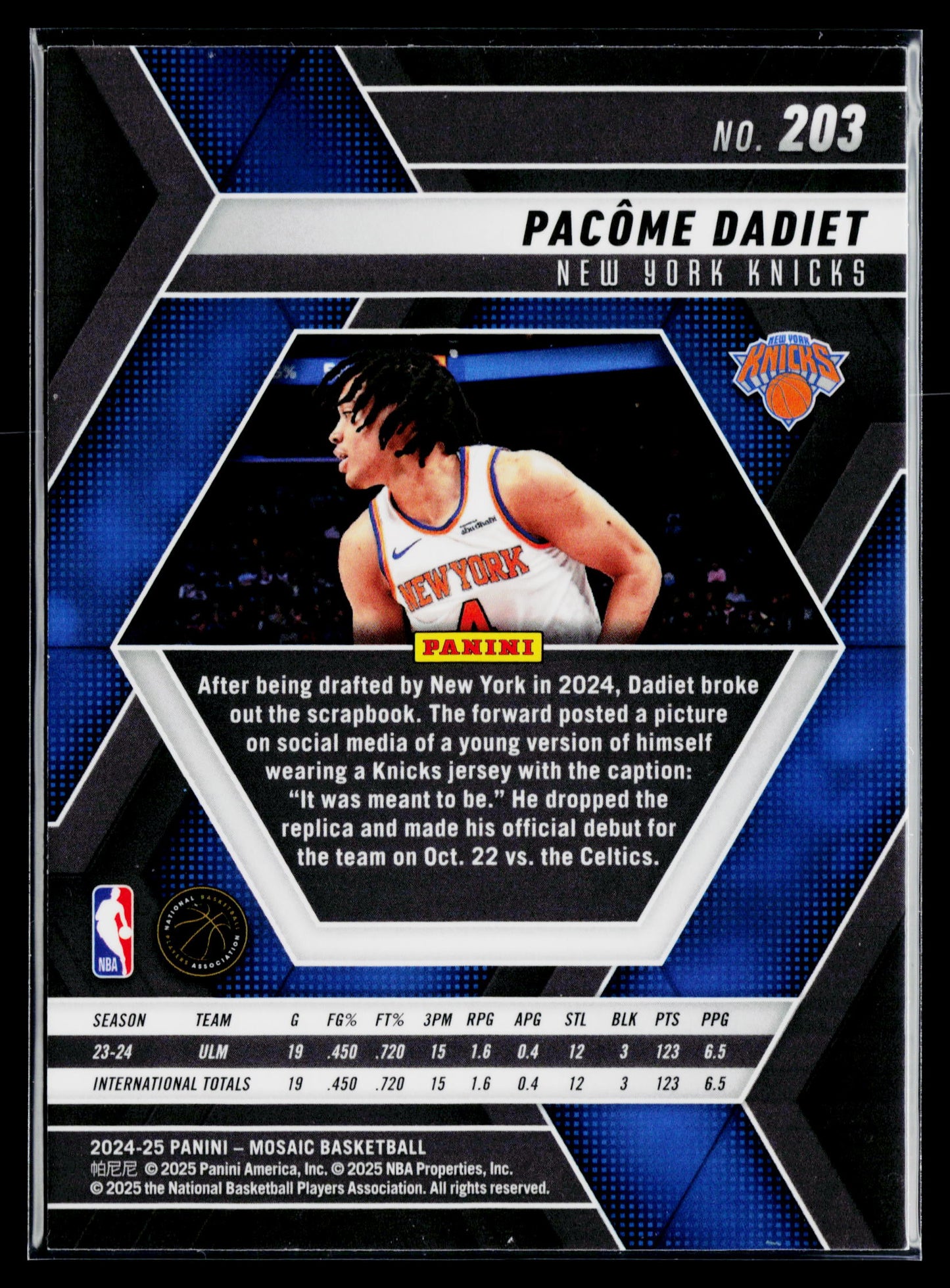 2024-25 Panini Mosaic Pacome Dadiet Rookie #203