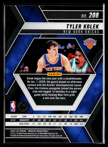 2024-25 Panini Mosaic Tyler Kolek Rookie #208