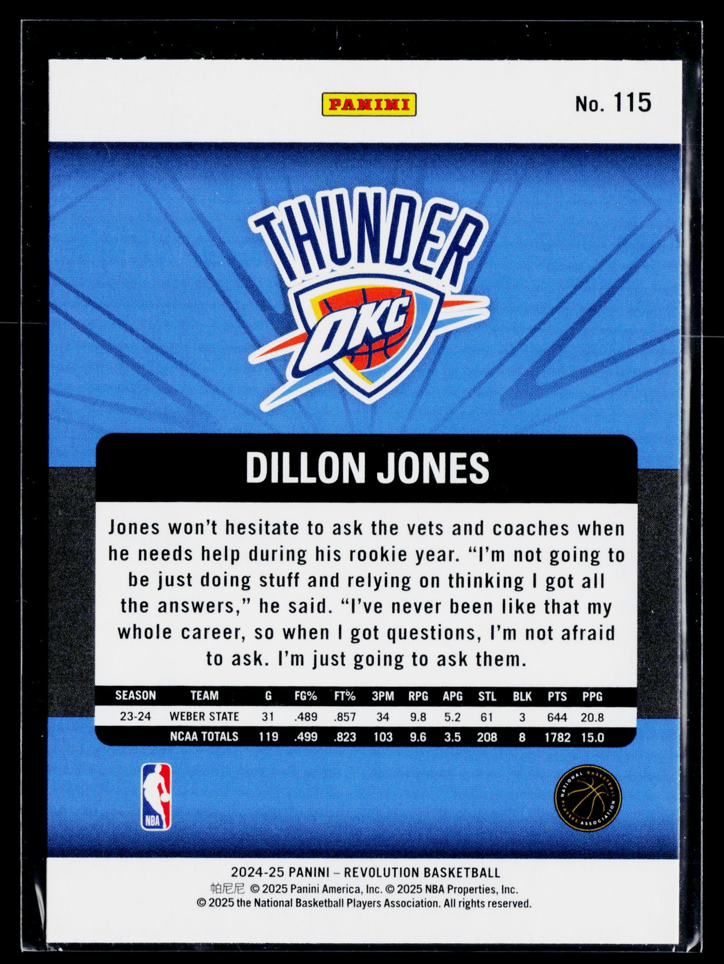 2024-25 Panini Revolution Dillon Jones Rookie Astro #115