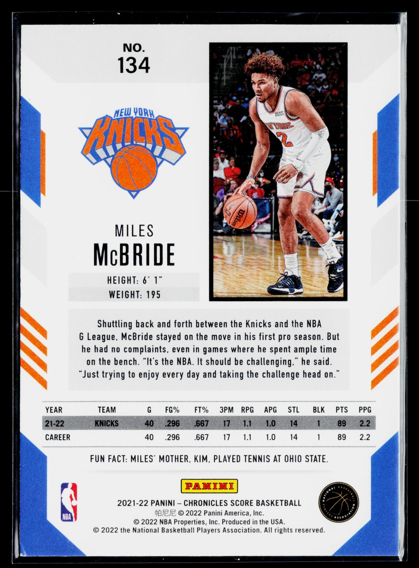 2021-22 Panini Chronicles Miles McBride Rookie #134