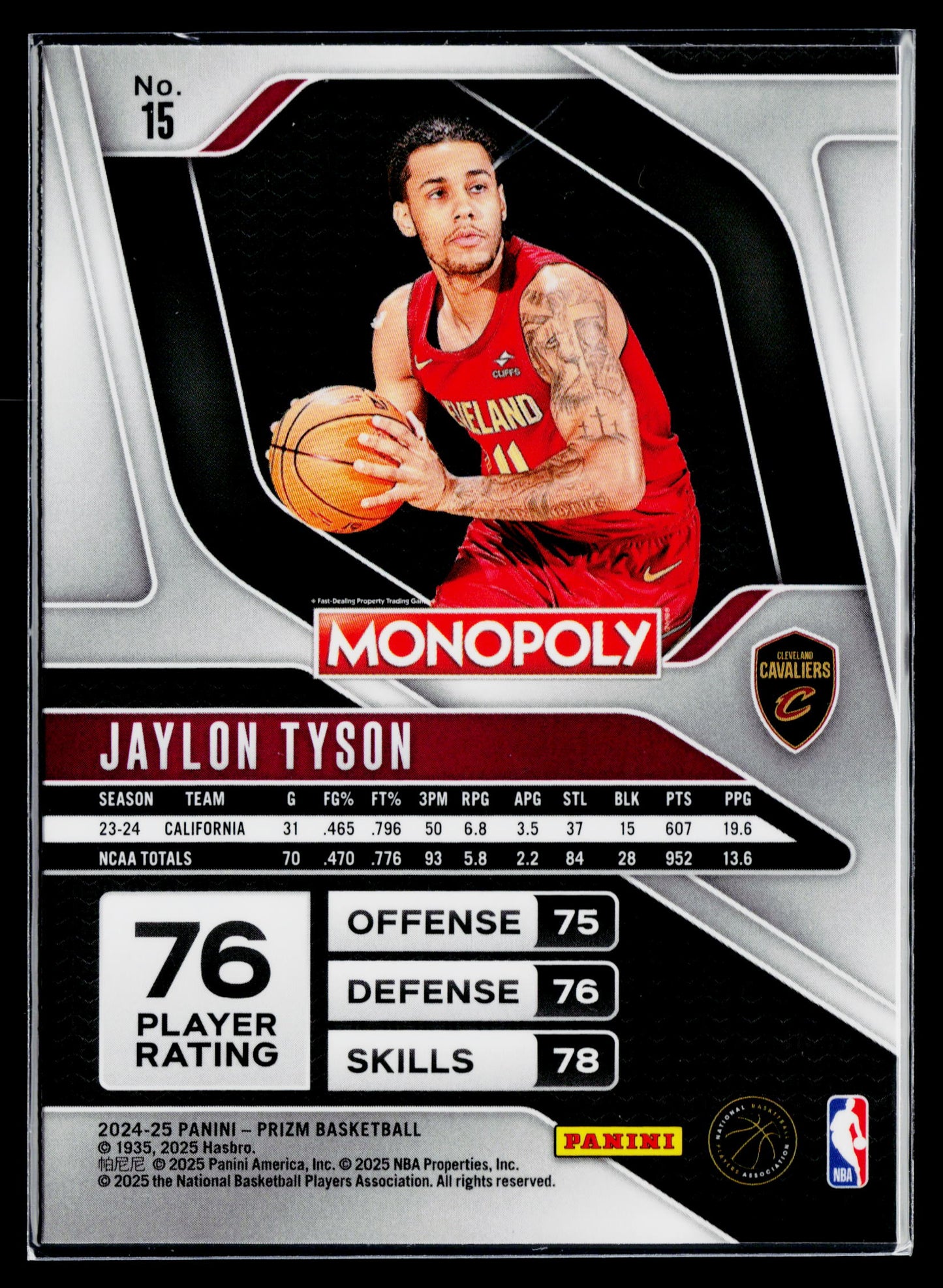 2024-25 Panini Prizm Monopoly Jaylon Tyson Rookie #15