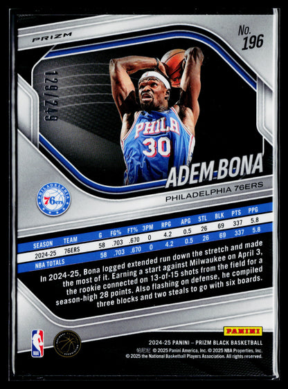 2024-25 Panini Prizm Black Adem Bona Skewed Prizms #/249 #196