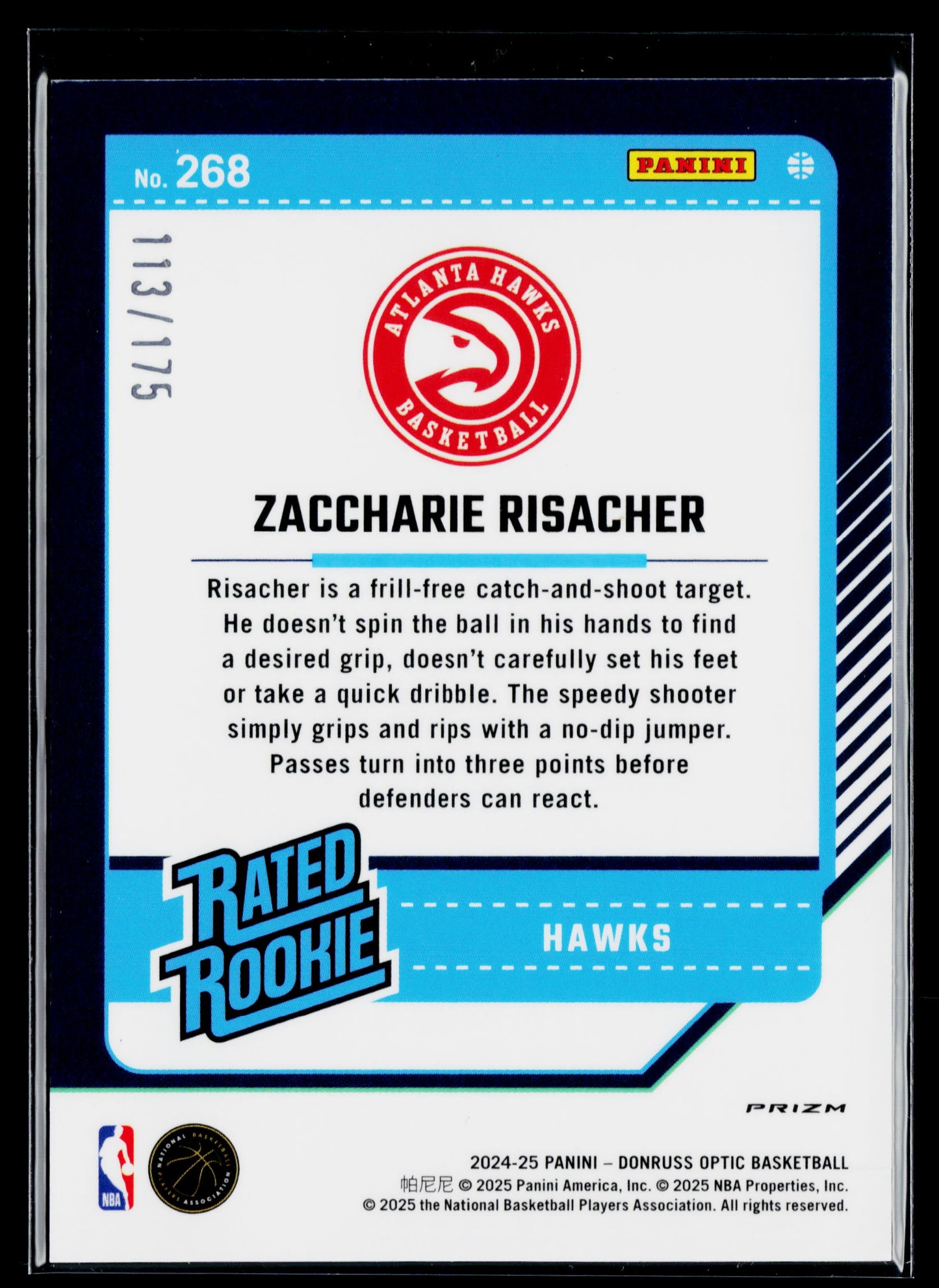 2024-25 Donruss Optic Zaccharie Risacher Rookie Orange #/175 #268