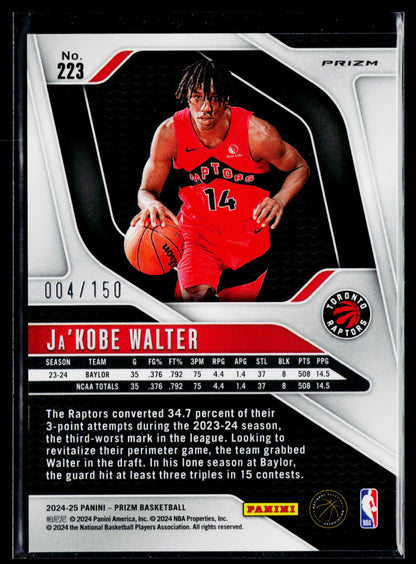 2024-25 Panini Prizm Ja'Kobe Walter Prizms Fast Break Blue #/150 #223