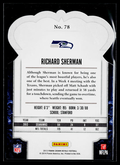 2013 Panini Crown Royale Richard Sherman Bronze Holo (Die Cut Crown) #/299 #78