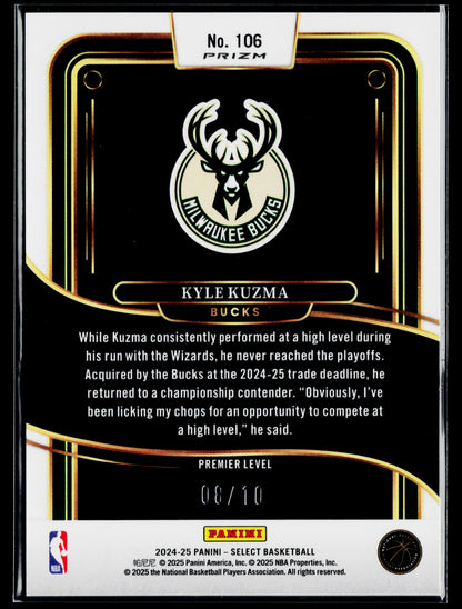 2024-25 Panini Select Kyle Kuzma Gold Disco Prizm #/10 #106
