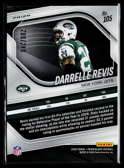 2025 Panini Prizm Black Darrelle Revis Prizms Skewed #/249 #105