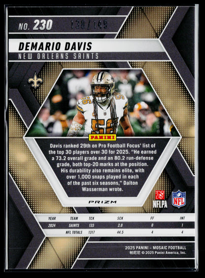 2025 Panini Mosaic Demario Davis Silver Knight #/149 #230