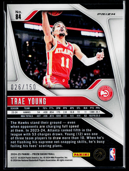 2024-25 Panini Prizm Trae Young Prizms Fast Break Blue #/150 #84