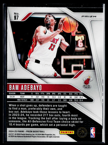 2024-25 Panini Prizm Bam Adebayo #97 - Black And White Panda SSP