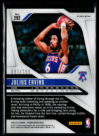 2024-25 Panini Prizm Julius Erving Prizms Blue #/199 #292