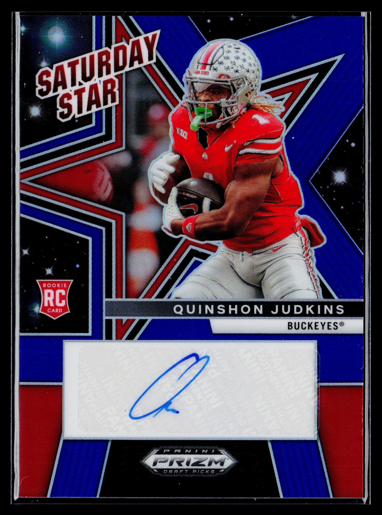 2025 Prizm Draft Picks Quinshon Judkins Saturday Stars Blue Auto /75 #SSS-QJS