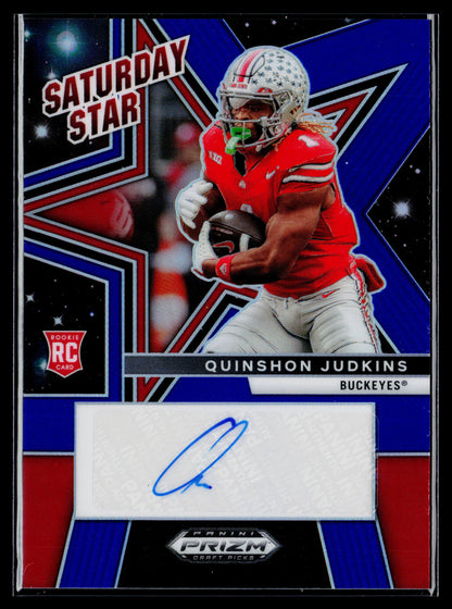 2025 Prizm Draft Picks Quinshon Judkins Saturday Stars Blue Auto /75 #SSS-QJS