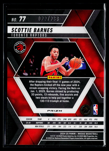 2024-25 Panini Mosaic Scottie Barnes Red Seismic Mosaic #/299 #77